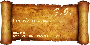 Forján Ormos névjegykártya